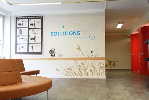 graphisme espace design mural osmoze decoration banque accueil client