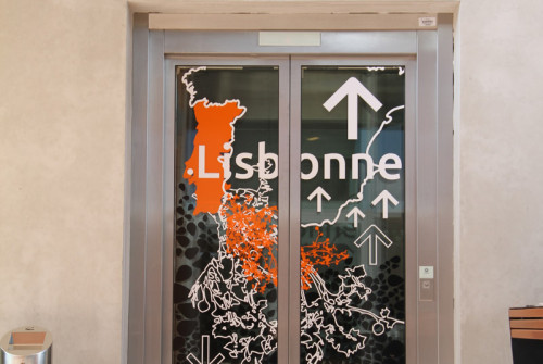 Ascenseur-decoration-marquage-ref Décoration Vitrophanie > Façade Ascenseur > Galerie Commerciale Mont Saint Martin