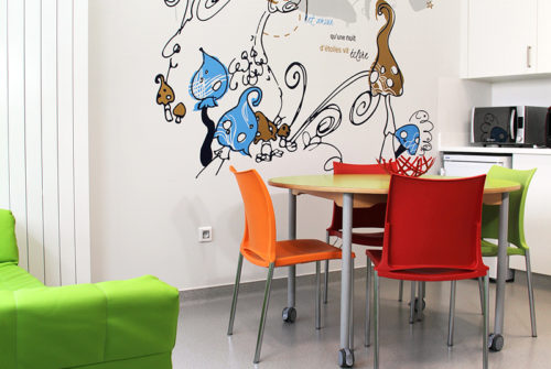 Décoration Murale Espace Pause > Hôpital Nord Franche Comté > Service Enfant Néonatalité Signaletique enfant hopital