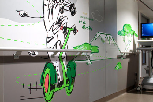 Décoration Murale Artistique > CHU Hôpital Belfort Montbéliard > Enfant Pédiatrie > Accueil Animaux Connectés decoration murale pediatrie urgence