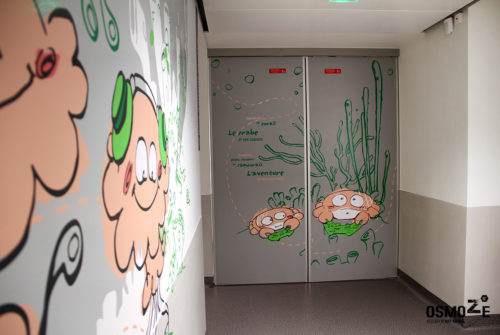 Décoration Murale Artistique > CHU Hôpital Belfort Montbéliard > Enfant Pédiatrie > Accueil Animaux Connectés decoration murale pediatrie urgence enfant