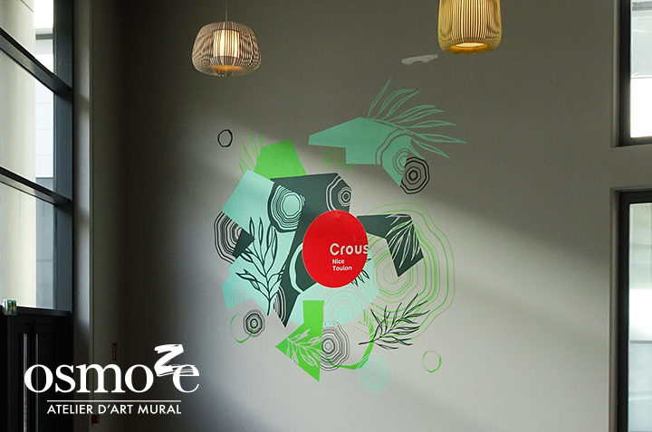 Décoration murale et signalétique artistique > Décoration et signalétique murale design>Restaurant Crous Nice>St Jean D'angély>Couloir Décoration murale et signalétique artistique > Décoration et signalétique murale design>Restaurant Crous Nice>St Jean D'angély>Couloir