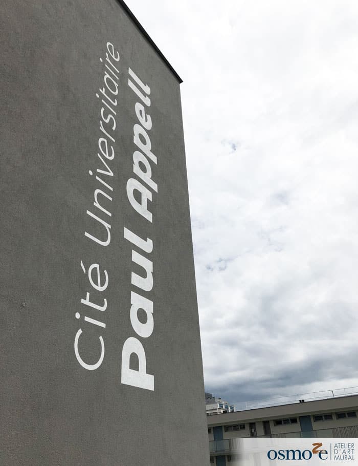 Décorations murales et signalétiques avec comme thèmes l'élégance et la géométrie pour le CROUS Paul Appell à Strasbourg