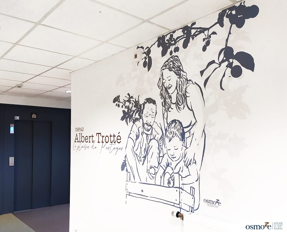 Décorations murales, signalétiques et vitrophanies végétales pour l’EHPAD Albert Trotté