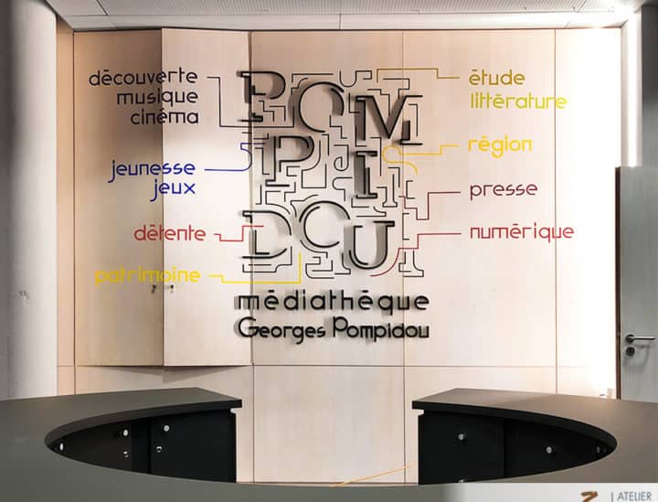 Signalétique artistique - décoration murale - Médiathèque Georges Pompidou by Osmoze