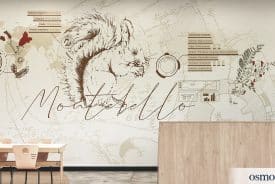 Design mural au restaurant, fenêtre graphique sur la nature environnante – CROUS de Nice (06)