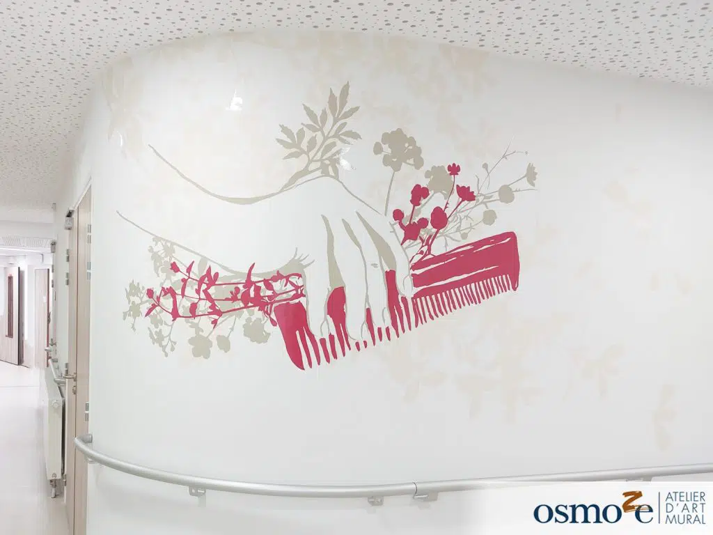 DES FRESQUES POÉTIQUE À L'EHPAD AUBADE DE FLAMANVILLE (50) 5 design mural couloir ehpad