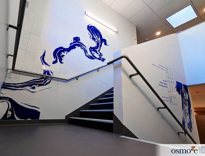 cage escalier anider fresque signaletique etage repertoire bleu