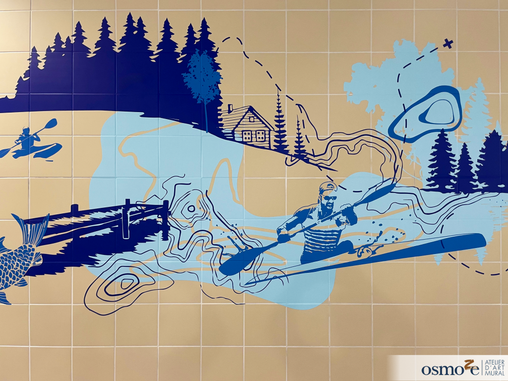 Osmoze met son art mural au service du Centre Hospitalier public de Hauteville (01) 31 Art mural sur du carrelage
