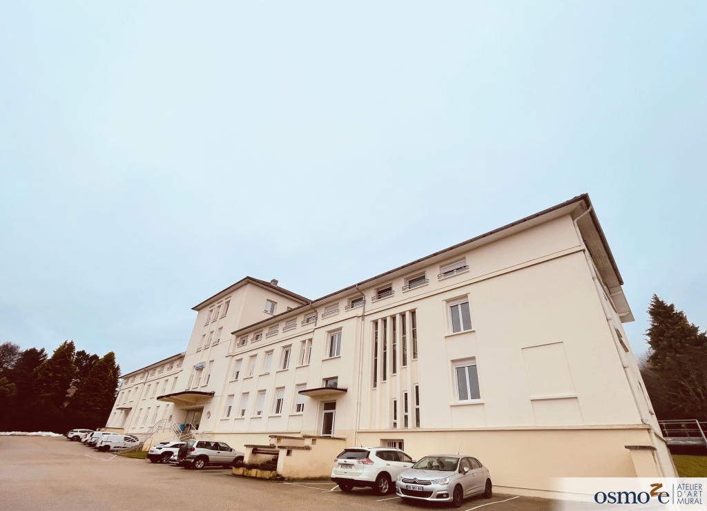 Osmoze met son art mural au service du Centre Hospitalier public de Hauteville (01) 26 Extérieur du bâtiment