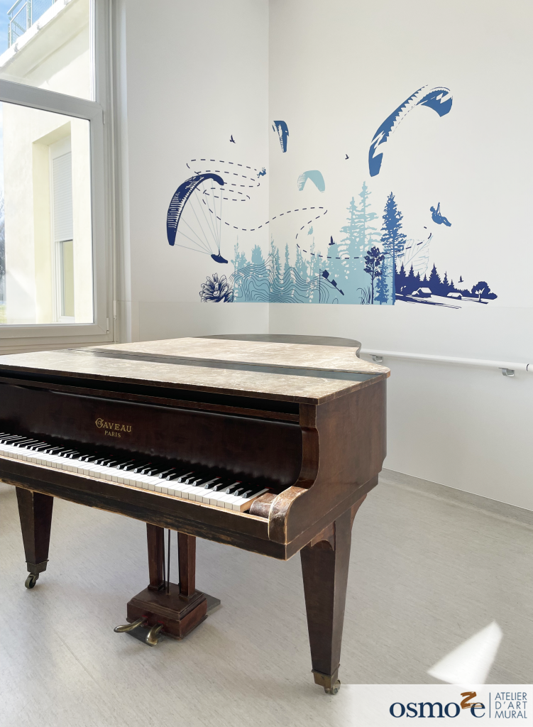 Osmoze met son art mural au service du Centre Hospitalier public de Hauteville (01) 44 Fresque décorative