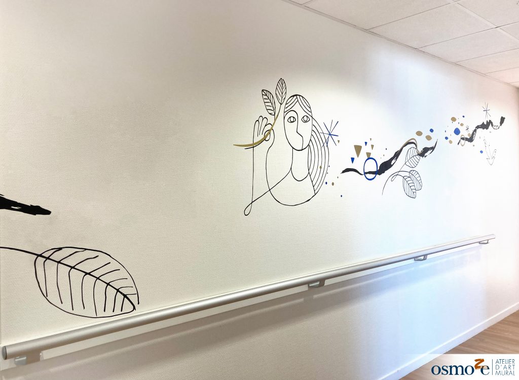 Une identité visuelle forte et différenciante signée Osmoze pour la MAEPA Camille Claudel (44) 13 Décoration des murs d'un EHPAD grâce à des designs muraux Osmoze