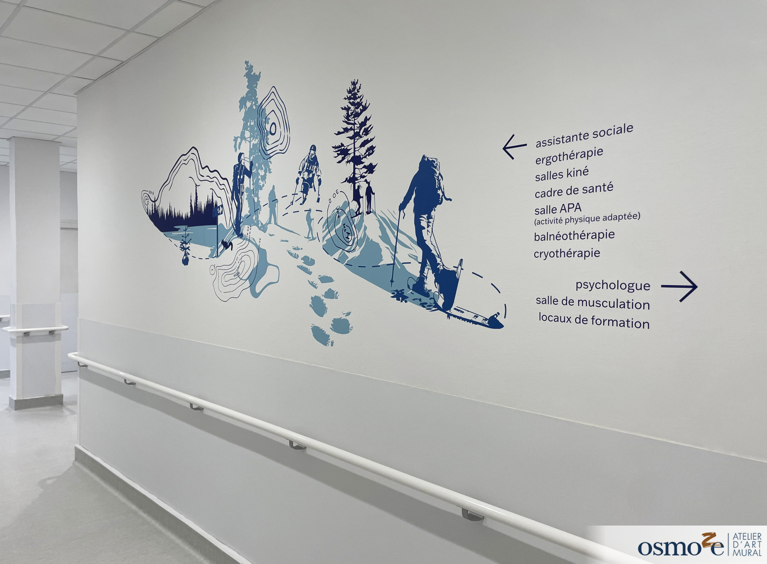 Osmoze met son art mural au service du Centre Hospitalier public de Hauteville (01)