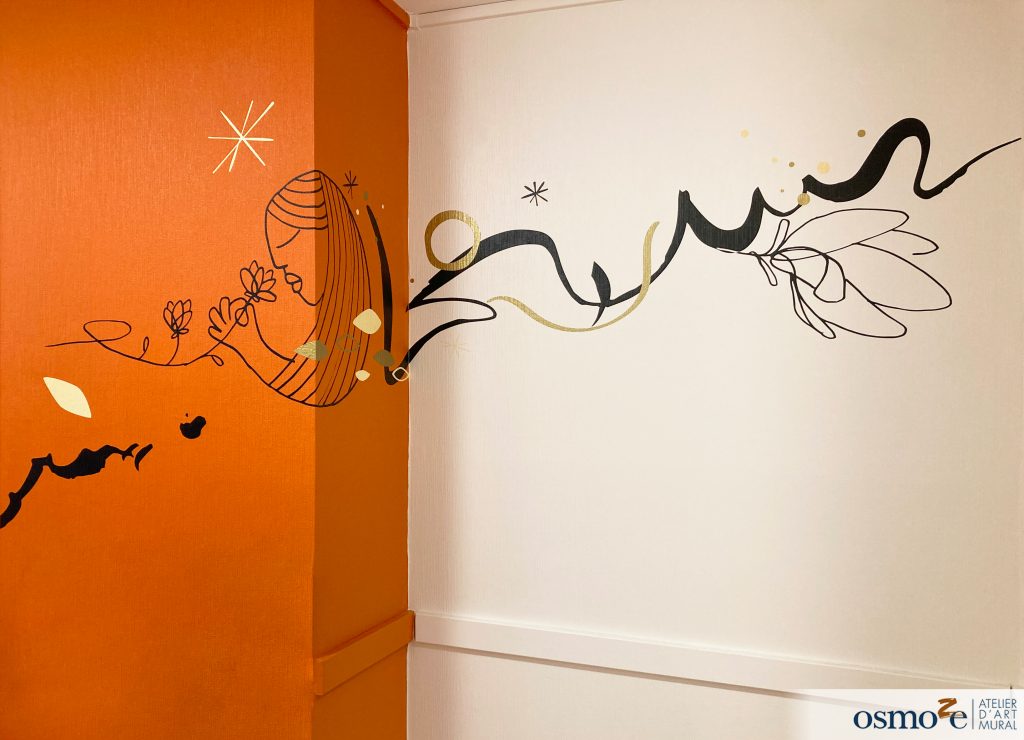 fille sent fleur angle orange