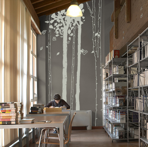 sticker decoration murale bibliotheque geante osmoze vegetal